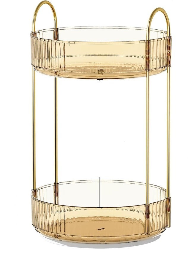 Seadra Make Up Cosmetic Organizer Storage Box Shelf 360 Degree Rotating Display Stand Two Deck Round Shape (Multicolor) - Image 1