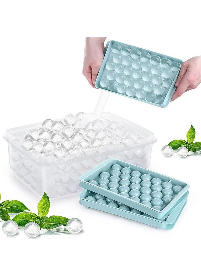 Ice Cube Tray with Lid and Bin, 3 Pack Ice Trays for Freezer, 99PCS Ice Ball Maker Mold, Round Ice Cube, Mini Circle Ice Cube Tray with Container, Scoop- Easy Release for Whiskey, Cocktail, Coffee