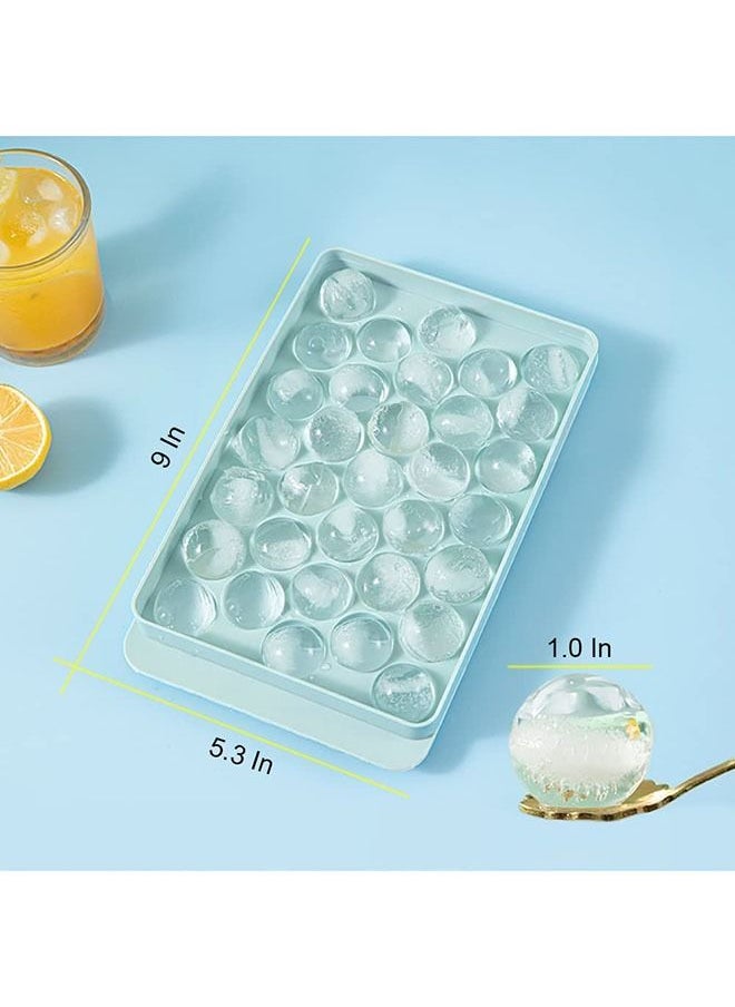 Ice Cube Tray with Lid and Bin, 3 Pack Ice Trays for Freezer, 99PCS Ice Ball Maker Mold, Round Ice Cube, Mini Circle Ice Cube Tray with Container, Scoop- Easy Release for Whiskey, Cocktail, Coffee