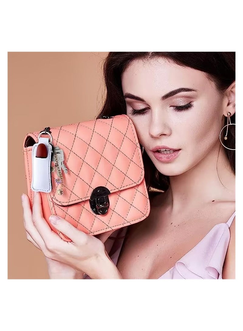 SYOSI Lipstick Keychain, 20 Pieces Sublimation Blank Lipstick Holder, Portable Lipstick Tubes Holder Pocket Keychain Bag Accessories Clip on Sleeve for Heat Press Transfer DIY Gifts - Image 4