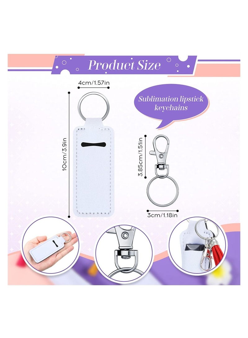 SYOSI Lipstick Keychain, 20 Pieces Sublimation Blank Lipstick Holder, Portable Lipstick Tubes Holder Pocket Keychain Bag Accessories Clip on Sleeve for Heat Press Transfer DIY Gifts - Image 5