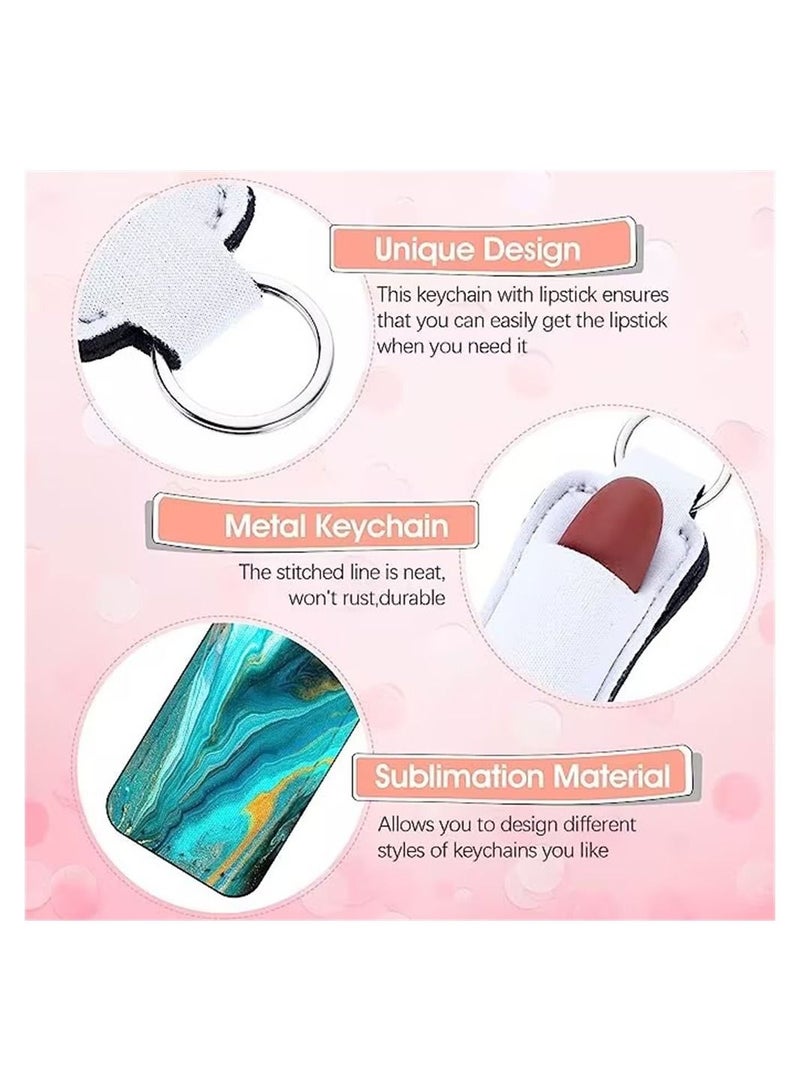 SYOSI Lipstick Keychain, 20 Pieces Sublimation Blank Lipstick Holder, Portable Lipstick Tubes Holder Pocket Keychain Bag Accessories Clip on Sleeve for Heat Press Transfer DIY Gifts - Image 2