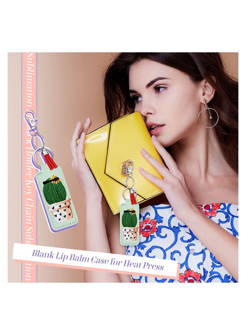 SYOSI Lipstick Keychain, 20 Pieces Sublimation Blank Lipstick Holder, Portable Lipstick Tubes Holder Pocket Keychain Bag Accessories Clip on Sleeve for Heat Press Transfer DIY Gifts - Image 3