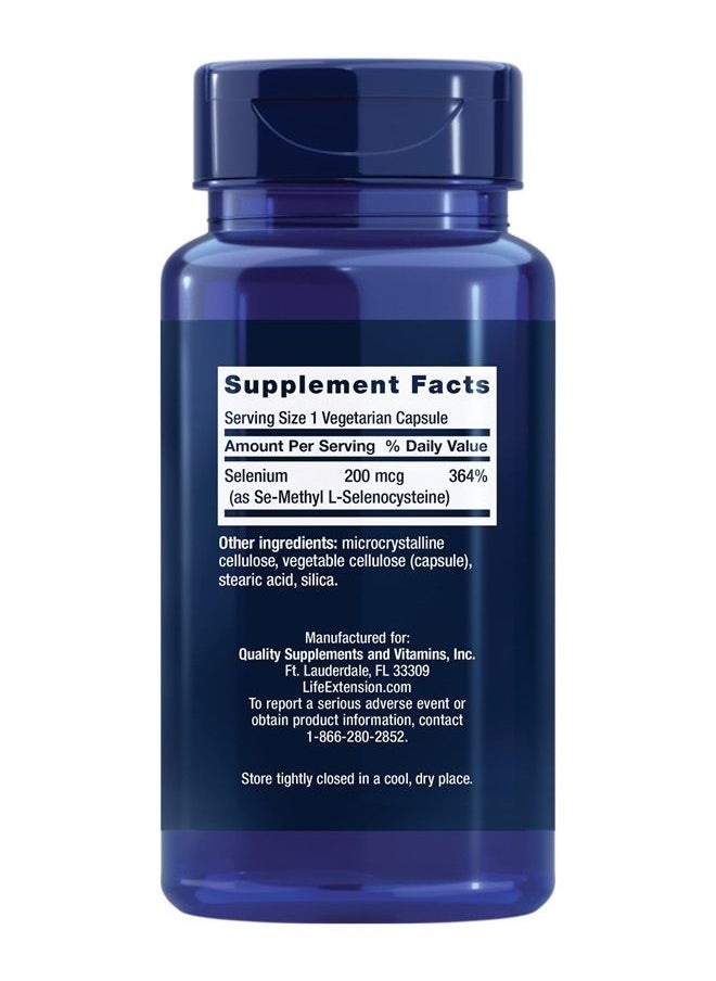 Life Extension - Se-Methyl L-Selenocysteine - 200mcg - Advanced Form of the Antioxidant Selenium – Selenium Supplement Pill for Immune Health - Non-GMO, Gluten-Free, Vegetarian – 90 Capsules - Image 1