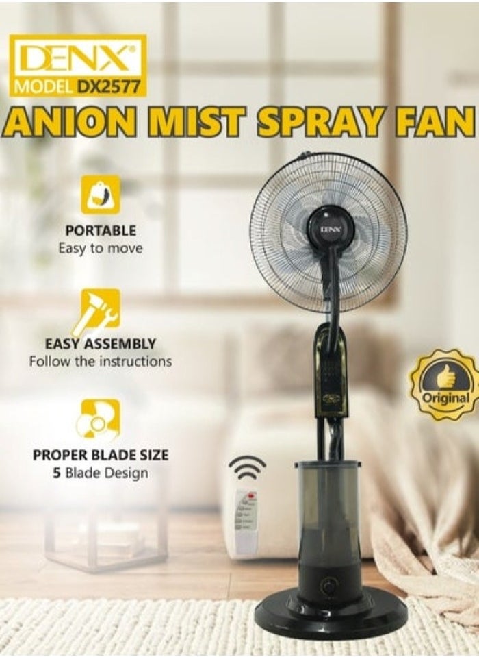 Denx - Anion mist spray fan 75W,with 4L Water Tank and Remote Control, Adjustable Height Low Noise Mist Fan, 3 Speed ​​Fan - Image 1