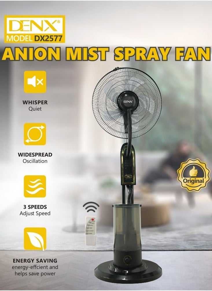 Denx - Anion mist spray fan 75W,with 4L Water Tank and Remote Control, Adjustable Height Low Noise Mist Fan, 3 Speed ​​Fan - Image 1