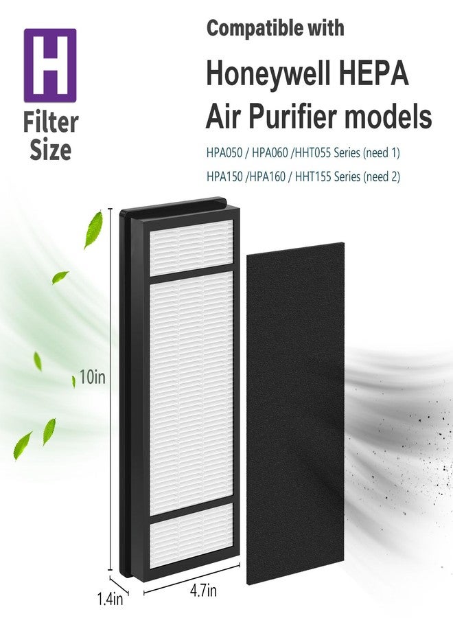 FCFMY 4 Packs HRF-H1 HRF-H2 True HEPA Replacement Filter H Compatible with Honeywell HPA050 HPA150 HPA060 HPA160 HHT055 HHT155 Air Cleaner Purifier with 8 pcs HRF-B1 Activated Carbon Pre-Filters - Image 2