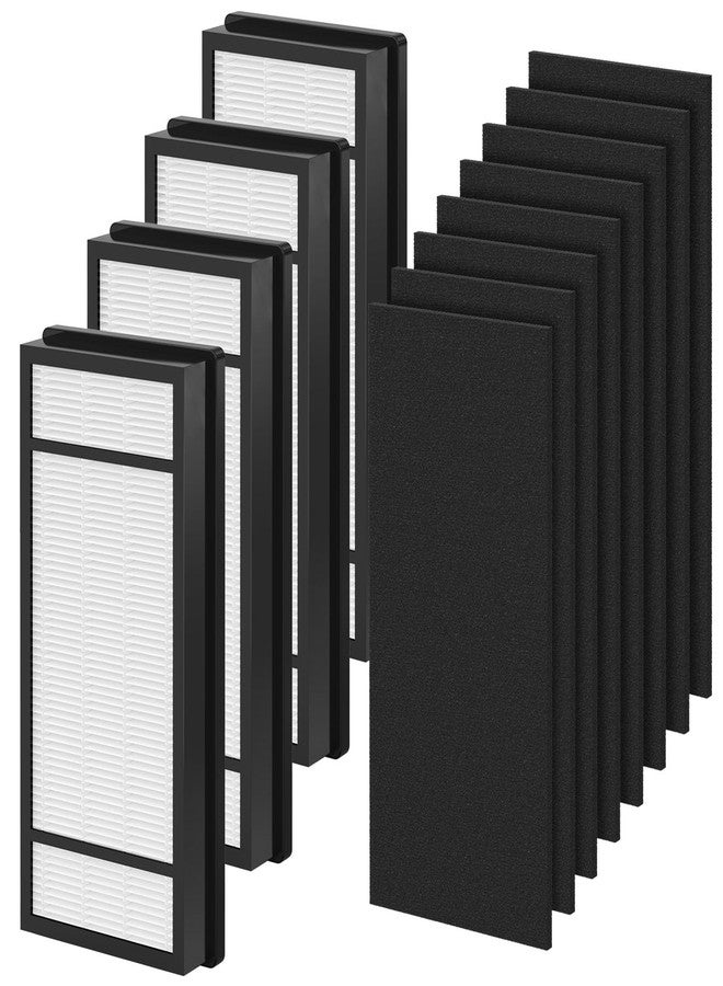 FCFMY 4 Packs HRF-H1 HRF-H2 True HEPA Replacement Filter H Compatible with Honeywell HPA050 HPA150 HPA060 HPA160 HHT055 HHT155 Air Cleaner Purifier with 8 pcs HRF-B1 Activated Carbon Pre-Filters - Image 1