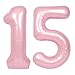 SUWEN 40 Inch Pink Large 15 Number Balloons Big Foil Helium Number Balloons 09 Jumbo Happy 15th Mylar Birthday Party Decorations for Girl or Women 51 Anniversary Party Supplies - Image 2