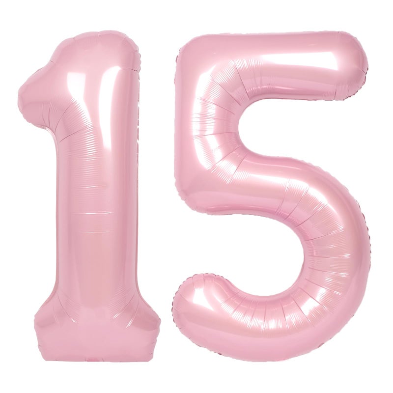 SUWEN 40 Inch Pink Large 15 Number Balloons Big Foil Helium Number Balloons 09 Jumbo Happy 15th Mylar Birthday Party Decorations for Girl or Women 51 Anniversary Party Supplies - Image 3
