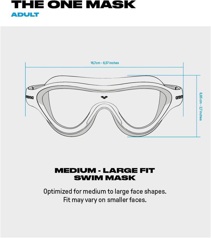 ARENA Unisex Adult The One Swim Mask Fitness Swimming Goggles for Men and Women Large Fit Polycarbonate Mirror Lens, Blue/White - Image 4