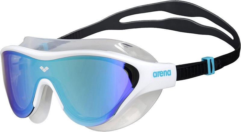 ARENA Unisex Adult The One Swim Mask Fitness Swimming Goggles for Men and Women Large Fit Polycarbonate Mirror Lens, Blue/White - Image 1