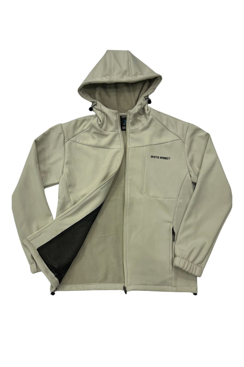 وايت رابيت جاكيت رجالي سوفت شيل مقاوم للماء من وايت رابيت – تصميم بغطاء رأس وسحاب كامل - Image 4