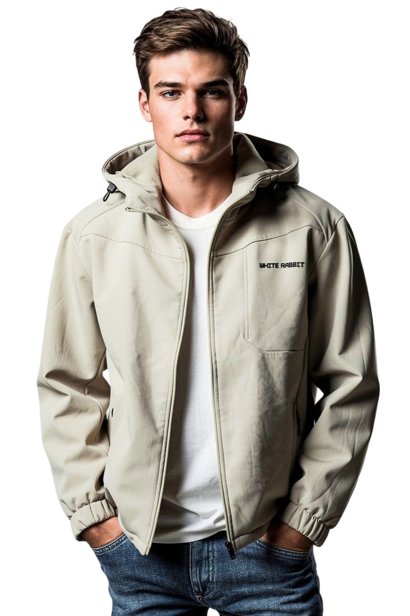 وايت رابيت جاكيت رجالي سوفت شيل مقاوم للماء من وايت رابيت – تصميم بغطاء رأس وسحاب كامل - Image 3