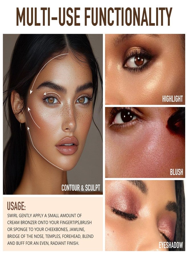 UCANBE Cream Bronzer for Face & Body, Natural Golden Sun-Kissed Glow Highlighter, Luminous Buildable Coverage for Long Lasting Bronzed Glow, Lightweight Brighten Contour Multi-Use Makeup Palette - Image 5