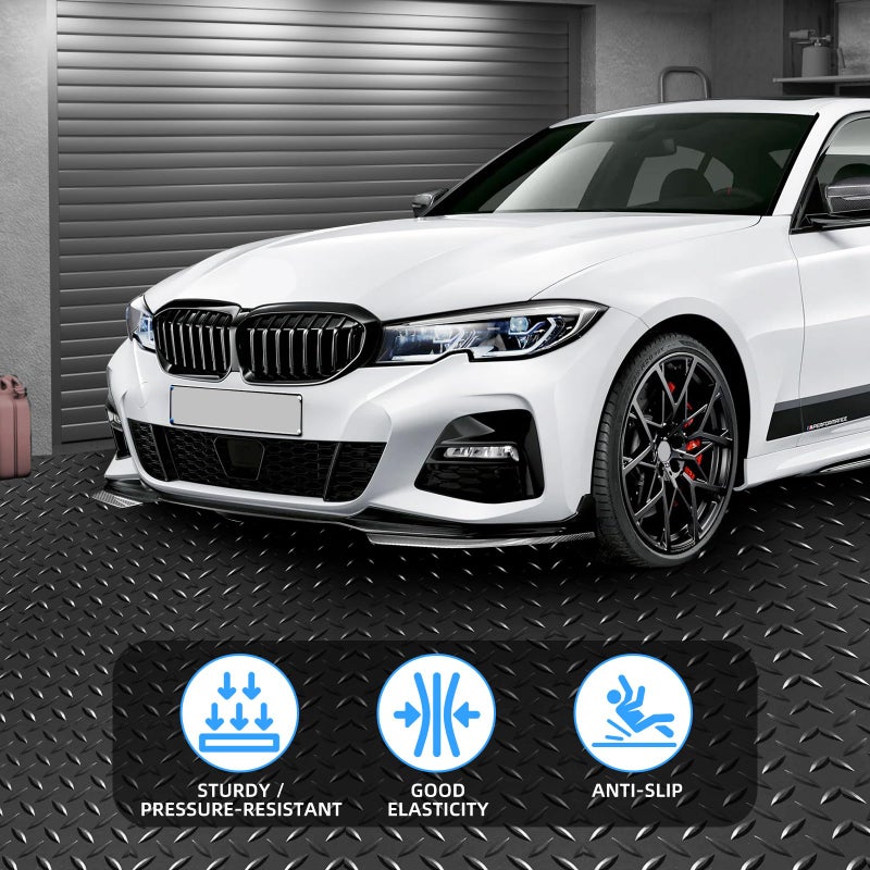 laapee Diamond-Plate Rubber Flooring Rolls, 21FT *16IN Garage Floor Mat, 4 * 7Ft Cover Area PVC Garage Flooring Roll for Garage Floor, RV Trailer Flooring, Water/Stain Resistant Parking Mat Black(1Pcs) - Image 2