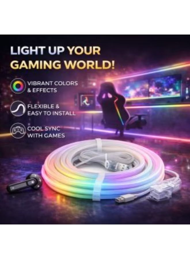 ELTRAZONE Smart LED Neon Rope Light 5M RGB, App Control & Music Sync Strip Light - Image 2