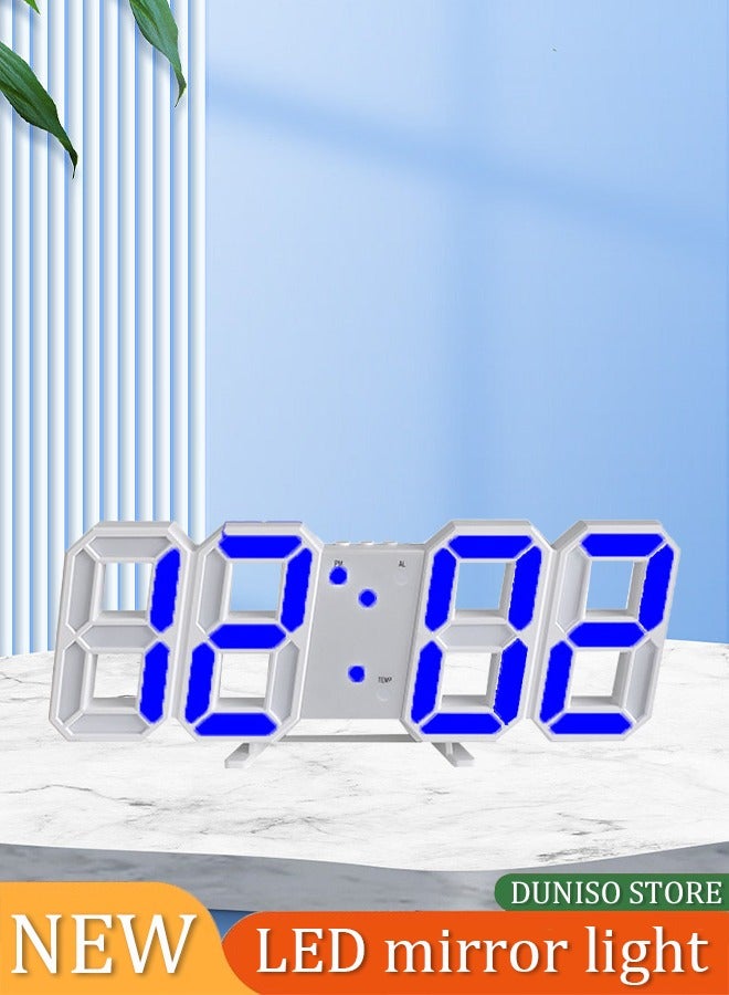 DUNISO 3D LED Digital Clock Glowing Night Mode Brightness Adjustable Electronic Table Clock 24/12 Hour Display Alarm Clock Wall Hanging  - Image 1