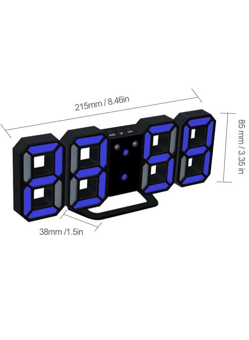 DUNISO 3D LED Digital Clock Glowing Night Mode Brightness Adjustable Electronic Table Clock 24/12 Hour Display Alarm Clock Wall Hanging  - Image 3