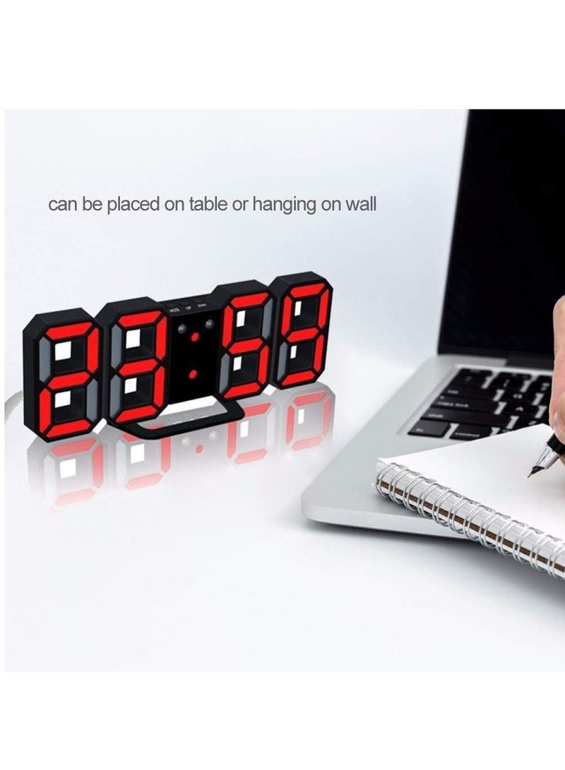DUNISO 3D LED Digital Clock Glowing Night Mode Brightness Adjustable Electronic Table Clock 24/12 Hour Display Alarm Clock Wall Hanging  - Image 4