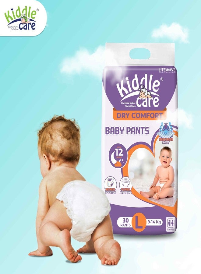 Kiddle Care Dry Comfort Advanced Soft Baby Diaper Pants | Large (L) | 9-14 Kg | Pack of 1 | 30 Pieces | Up to 12 Hours Protection, Prevents Leakage, Wetness Indicator - Image 2