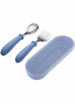 KASTWAVE 1 Sets Toddler Utensils latware, with Silicone Handle Kids Eating Utensils Fork Spoon Stainless Steel Cutlery Set Children Cutlery with Travel Cases  - Image 4