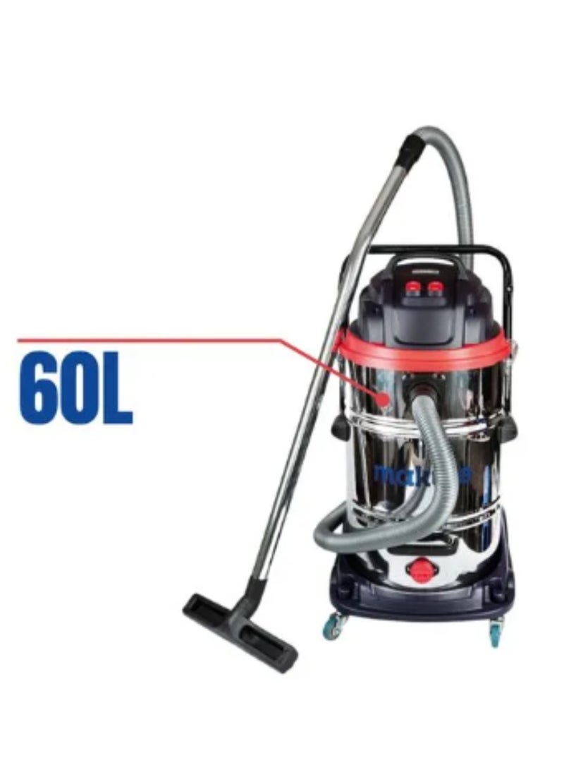 ماكيوت مكنسة كهربائية رطبة وجافة، سعة 60 لتر، قوة 2400 واط، شفط قوي ≥19 كيلو باسكال، تدفق هواء عالي 35 لتر/ثانية لتنظيف المنزل والمكتب، VC121-60 - Image 2