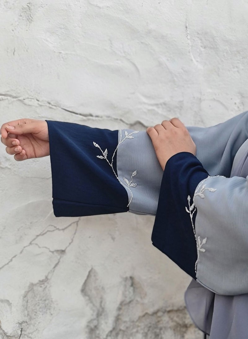 Spiffy Snow Blue Abaya with Special Handwork  - Image 4