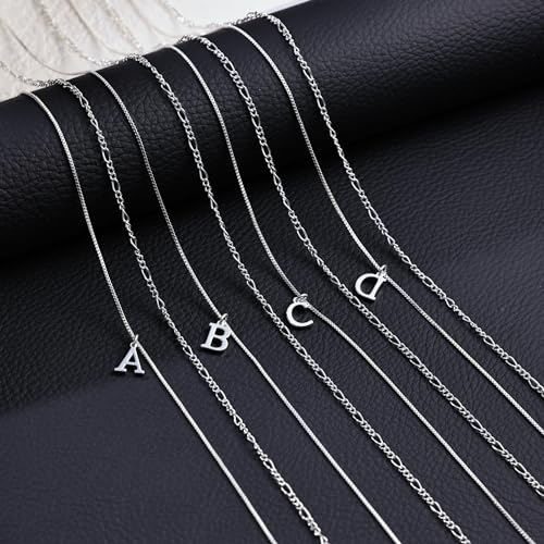 MBW Silver Initial Necklaces for Women, 14K Layered Initial Pendant Necklace Dainty Silver Figaro Choker Name Monogram Necklaces Costume Simple Tiny Jewelry Set for Women Trendy (Letter A) - Image 5
