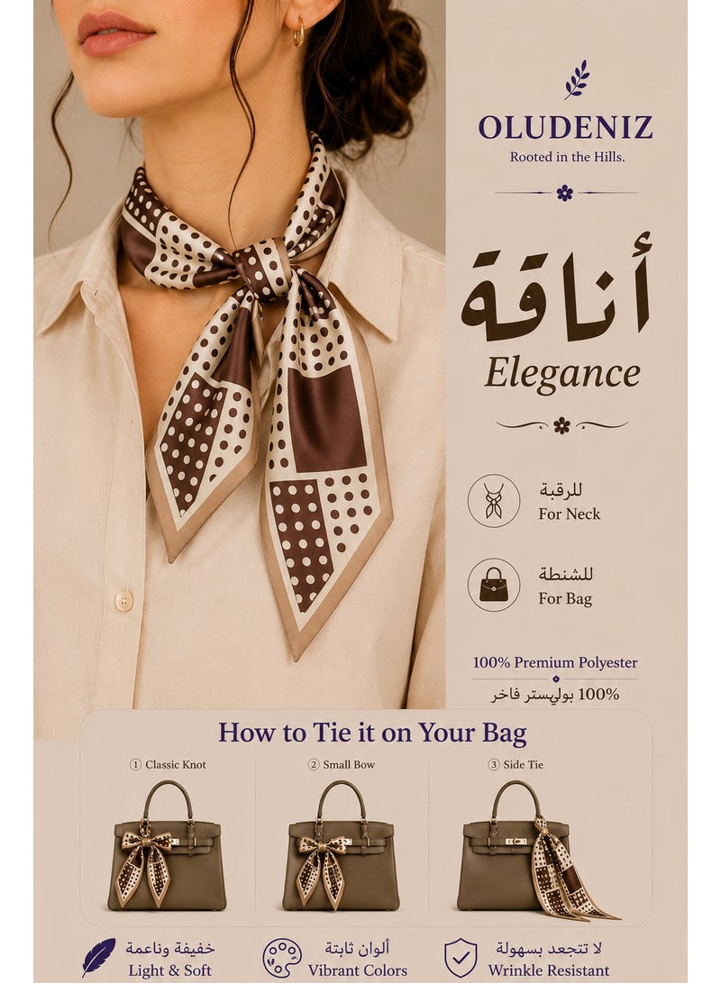 أولودينيز  وشاح حريري صغير للنساء – إكسسوار طويل نحيف بطبعات أنيقة - Image 1