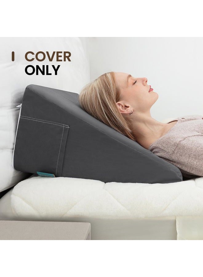 Texstead Bed Wedge Pillow Cover Silky & Smooth Wedge Pillowcase, Soft & Breathable, Removable & Machine Washable-Zipper Design (Dark Gray, 24"x24"x7.5") - Image 4
