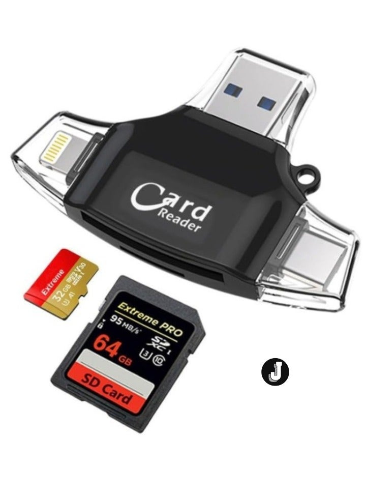 JAJEEK "2024 4-in-1 Multi-Port USB-C Card Reader & Hub Adapter – SD/TF Memory Card Reader, Type-C Camera Adapter, Compatible with All Type-C Devices (Multicolor)" - Image 1