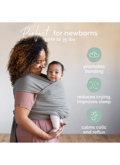 boba Wrap Baby Carrier Grey Original Stretchy Infant Sling Perfect For Newborn Babies And Children Up To 35 Lbs  - Image 2