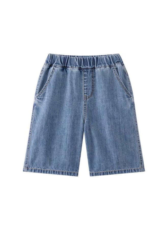 Zuoxi Boys' Denim Shorts, Summer New Style, Children's Pants, Knee-length Shorts, For Older Children, Thin Fabric, Denim Color, Size 130 - Image 5