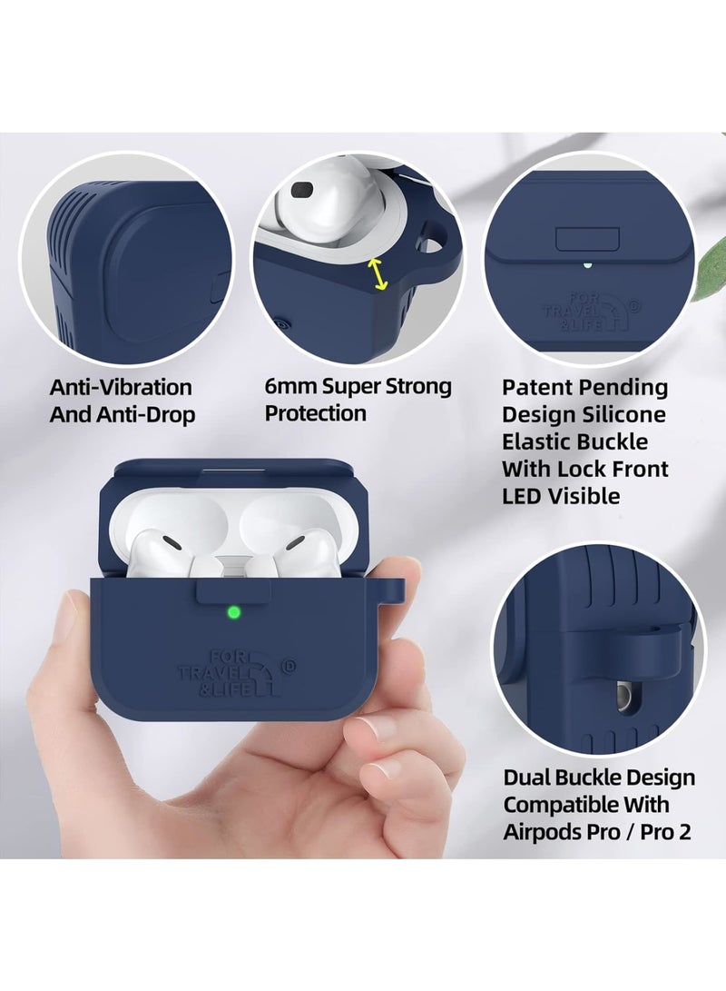 SOLARAE Headphone Protective Cover, Compatible with AirPods Pro 2nd/1st Generation Case Cover, Rugged Military Grade Protective Cover, with Apple AirPods Pro 2022/2019 Charging Case (Navy Blue) - Image 5