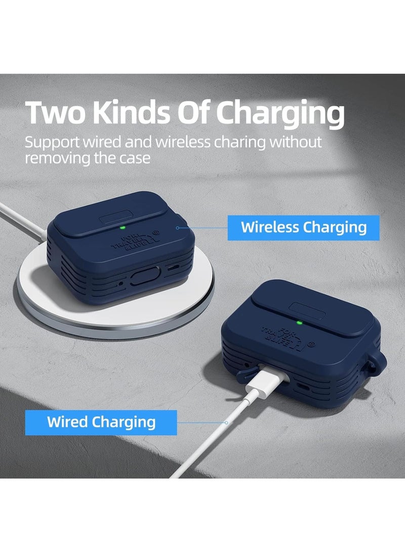 SOLARAE Headphone Protective Cover, Compatible with AirPods Pro 2nd/1st Generation Case Cover, Rugged Military Grade Protective Cover, with Apple AirPods Pro 2022/2019 Charging Case (Navy Blue) - Image 4