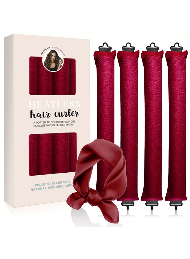 RedMapleTEK Heatless Hair Curler, Flexi Rods with Hook, No Heat Curlers for All Hair Types, Overnight Heatless Curls for Blowout Hair （Red) - Image 1