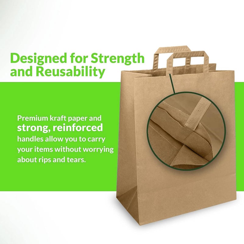 Aakriti Strap Handle Paper Grocery Bags w/Handles Paper Grocery Bags, Shopping Bags w/Handles - Heavy Retail Bags, Return Gift Bag, Kraft Paper Bags (Brown-25 Bags, Small: 8.5" x 7" x 3.5") - Image 4
