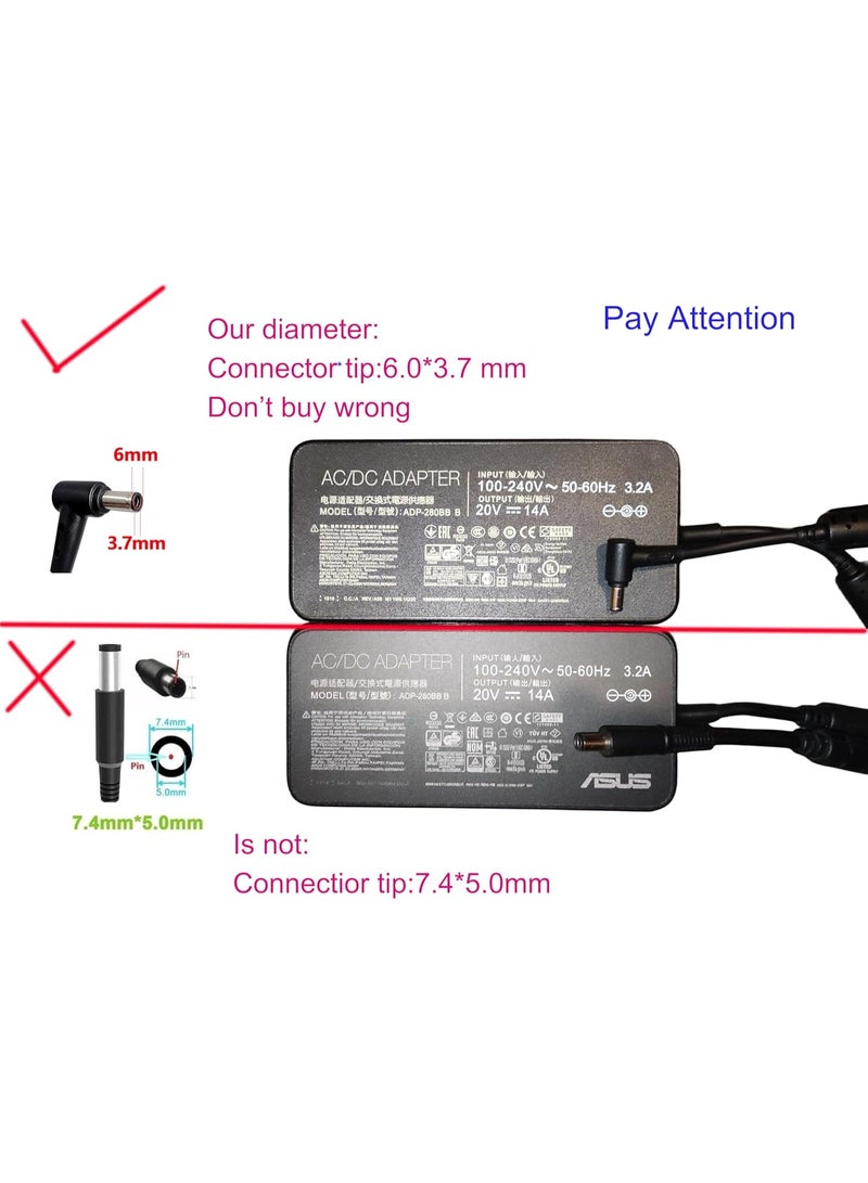 Terabyte 20V 14A 280W Power Supply Notebook Charger for Laptop Charging Cable ASUS ROG Strix Hero Scar III 15 17 G531 G532 G731 G733 G732, ROG Strix G15 G17 G513R G513Q G713R G713Q Gaming Laptop Power-Ac. - Image 5