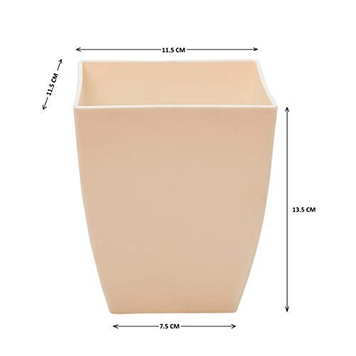 garbnoire Gardening Flower Pots - 5.5 Inch Plastic Flower Pots | Modern Decorative Indoor Outdoor Pots - (Ivory, 5) - Image 4