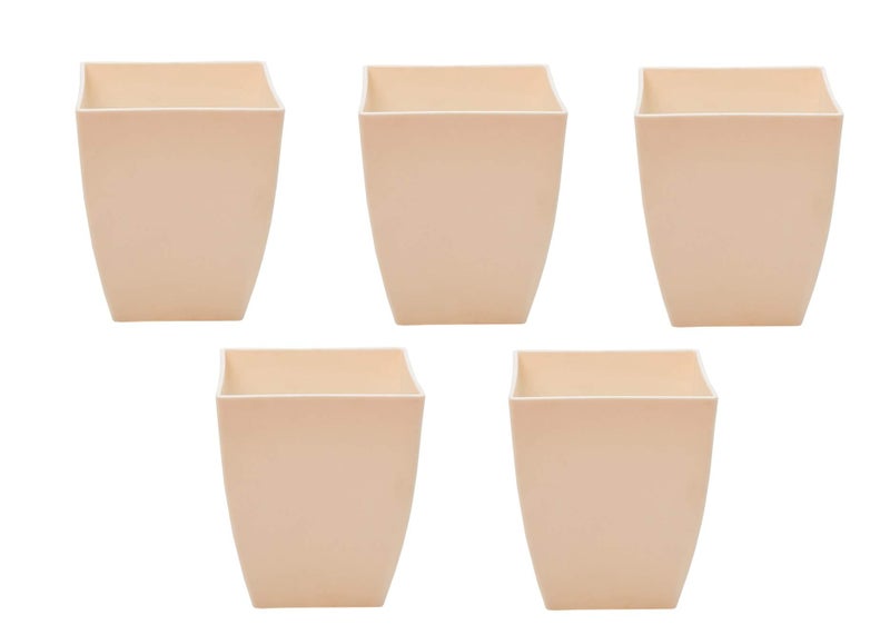 garbnoire Gardening Flower Pots - 5.5 Inch Plastic Flower Pots | Modern Decorative Indoor Outdoor Pots - (Ivory, 5) - Image 3