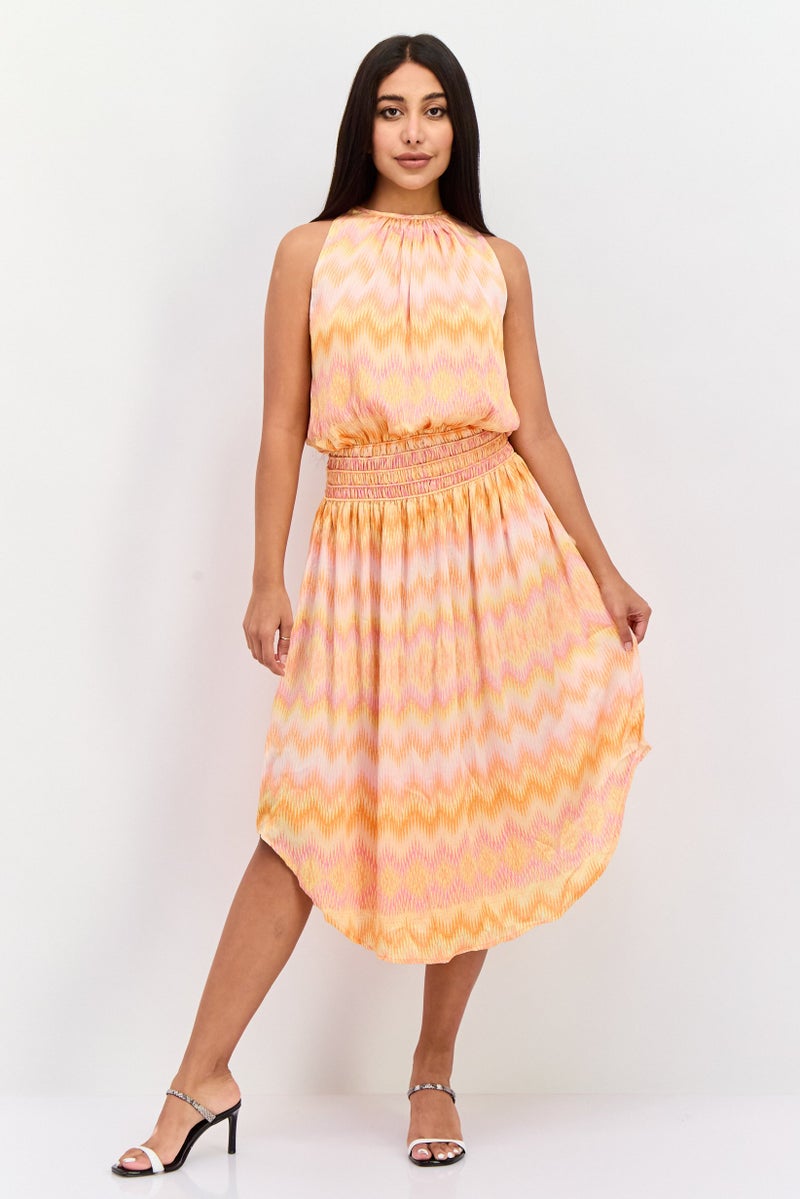 Ramy Brook Women Allover Print Maxi Dress, Orange - Image 1