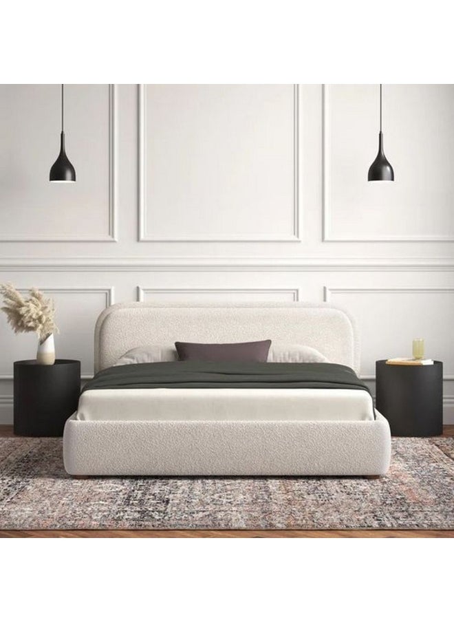 هومزمارت سرير فردي خشب مضغوط و بوكلية 115×120×200 سم - أوف وايت  - Image 1