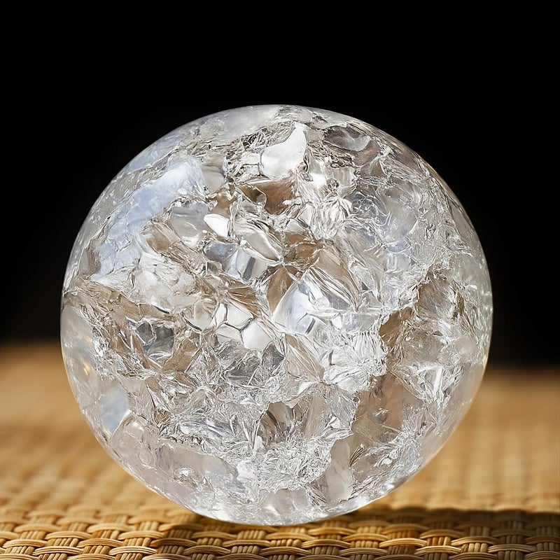 SENTROX Indoor Water Fountains Glass Ball | Ice Cracked Crystal Glass Fountain Ball l | Indoor Water Fountain Spinning Crystal Feng Shui Glass Ball | Size-2 inches, (Set of 1) - Image 1
