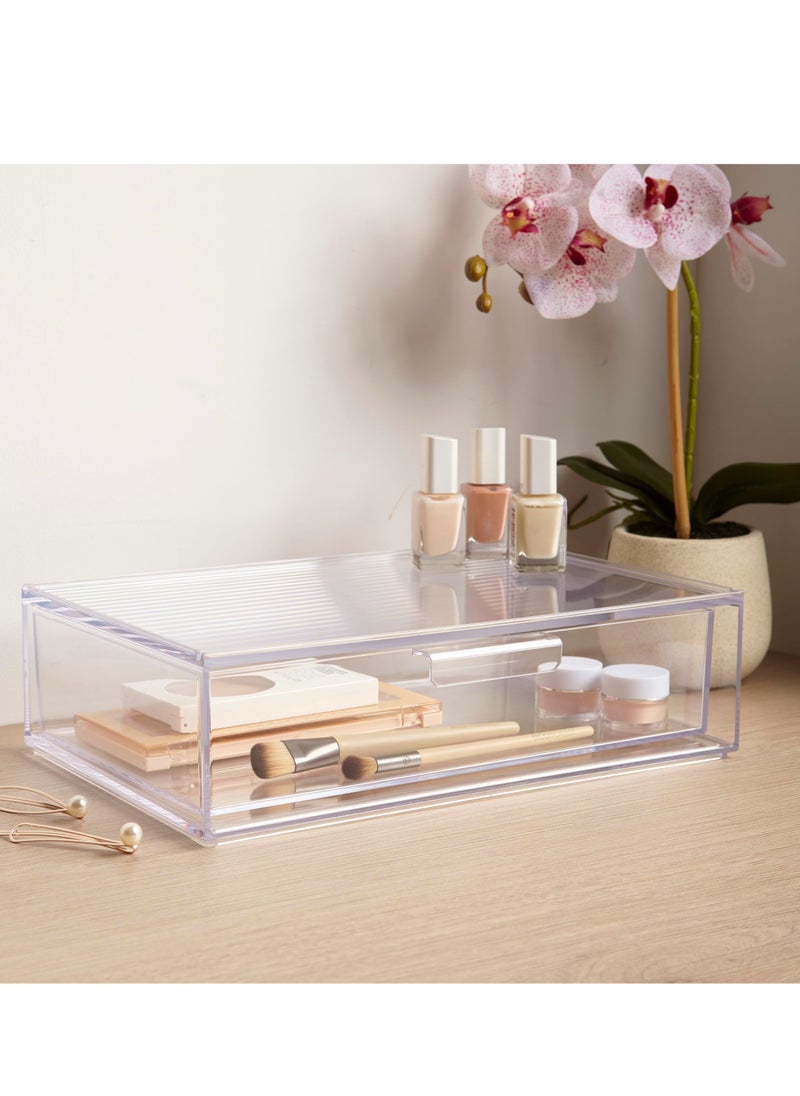 Generic - Stackable Clear Makeup Organizer - Versatile Storage Box for Eyeshadow Palettes, Cosmetics, Toys & Office Supplies - Perfect for Vanity & Home Organization - Image 1