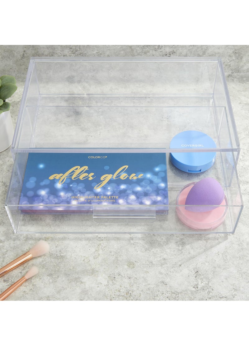 Generic - Stackable Clear Makeup Organizer - Versatile Storage Box for Eyeshadow Palettes, Cosmetics, Toys & Office Supplies - Perfect for Vanity & Home Organization - Image 1