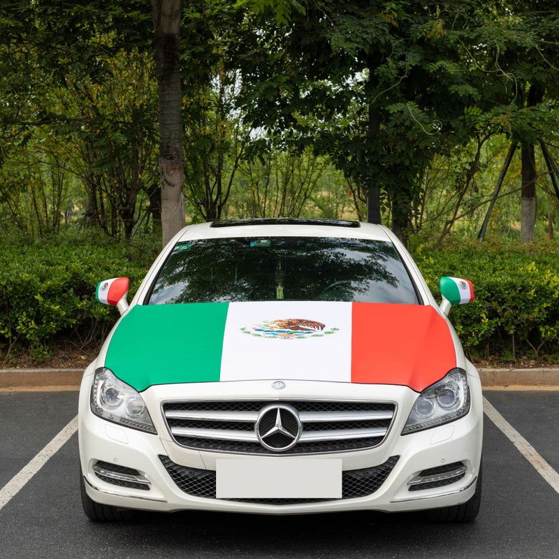 2026 Saudi National Day Polyester Car Hood Cover, Mirror Cover and Car Flag Set - Image 5