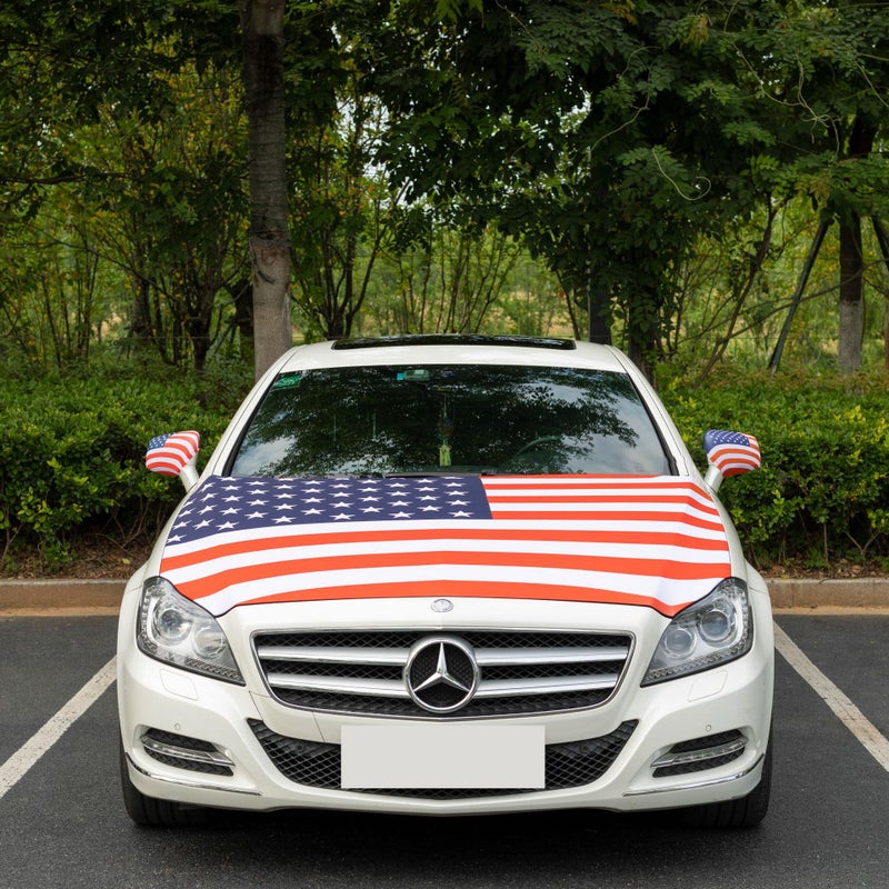 2026 Saudi National Day Polyester Car Hood Cover, Mirror Cover and Car Flag Set - Image 3