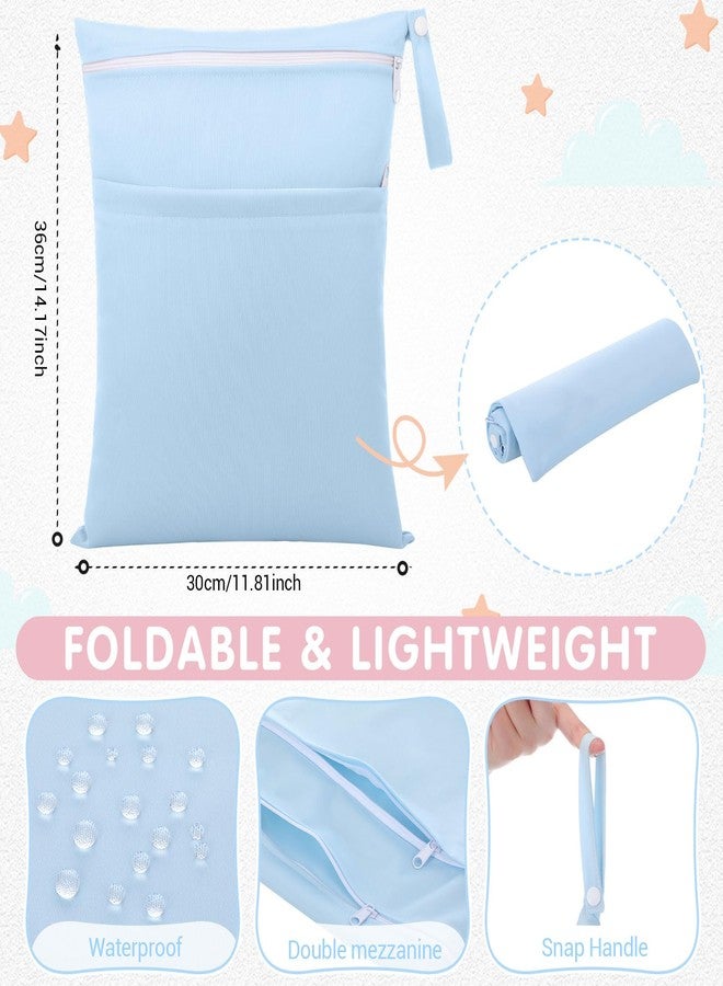 SATINIOR 4 Pack Wet Dry Bags for Baby Cloth Diapers Washable Travel Swimsuit Wet Bags Reusable with Two Zippered Pockets for Yoga Gym Swimsuits Travel Beach Pool Soiled Items(Morandi Color) - Image 3