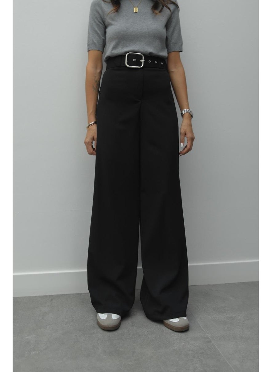 Havoş Black Buckle Belt Palazzo Trousers  - Image 4